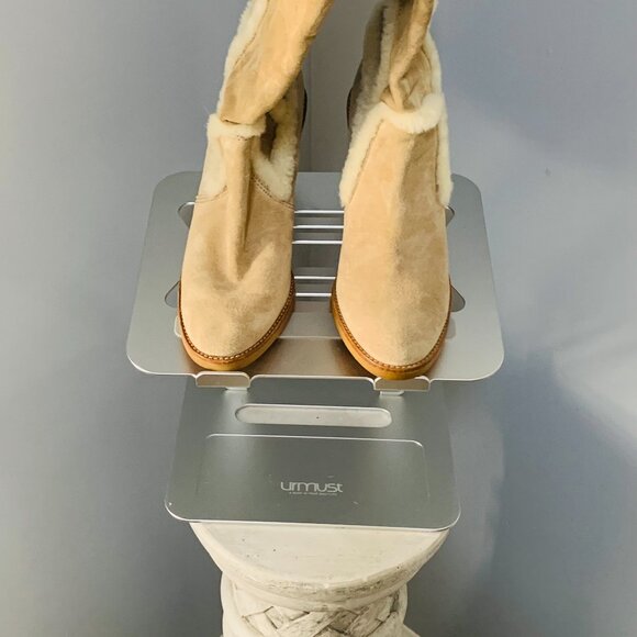 NEW COACH Signature Jordana Suede Shearling Trim Wedge Boots Size 10M (NIB) - Picture 2 of 5